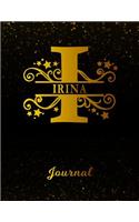 Irina Journal: Letter I Personalized First Name Personal Writing Diary Black Gold Glittery Space Effect Cover Daily Diaries for Journalists & Writers Note Taking W