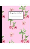 Composition Notebook: Cute Pink Colour Watercolor Cactus Pattern Cover, 110 Pages 7.5"x9.25" College Wide Ruled Paper Notebook Journal, Blank Lined Workbook for Teens Kid