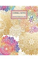Cornell Notes Notebook: Large College Ruled Cornell Notebook Paper Index and Numbered Page Interior: Mandala