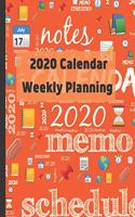 2020 Calendar: Weekly planning