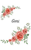 Geri: Personalized Composition Notebook - Vintage Floral Pattern (Red Rose Blooms). College Ruled (Lined) Journal for School Notes, Diary, Journaling. Flo