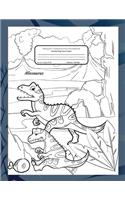 Primary Composition Notebook Handwriting Story Paper: K-2 Grades School Book - Bonus Pages of Dinosaurs to Color - Allosaurus Dinosaur Cover to Colour - 60 Practice Writing Sheets - 60 Dotted Mid-Line W