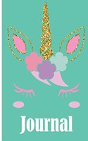 Journal: Unicorn Face Journal 6 x 9, 120 Page Blank Lined Paperback Journal/Notebook