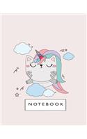 Notebook: Cute cat on pink and Lined pages, Extra large (8.5 x 11) inches, 110 pages, White paper