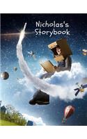 Nicholas's Storybook: IMAGINATION Blank Storybook Journal Children's drawing and handwriting practice book ages 3 +, Pre K through 3rd grade, picture box with title, five