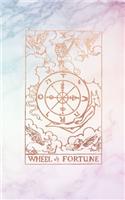 Wheel of Fortune: Tarot Card Bullet Journal - 5 x 8 - Pastel Hue Marble and Rose Gold - Dot Grid Tarot Card Notebook