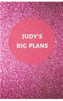 Judy's Big Plans - Notebook/Journal/Diary/Planner/To do - Personalised Girl/Women's Gift - Ideal Present - 100 lined pages (Dark pink glitter)