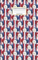 Composition Notebook Wide Ruled: Patriotic Red White and Blue Floral Bouquet Lined Journal