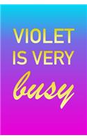 Violet: I'm Very Busy 2 Year Weekly Planner with Note Pages (24 Months) - Pink Blue Gold Custom Letter V Personalized Cover - 2020 - 2022 - Week Planning - 