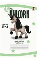 My Unicorn Primary Handwriting k-4 Workbook, 51 Sheets, 6 x 9 Inch, White Cover