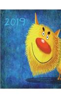 2019- Cute Monster Visits 2018-2019 Academic Year Monthly Planner: July 2018 To December 2019 Weekly and Monthly Large 8.5x11 Organizer with Motivational Quotes