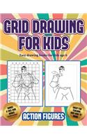 Easy drawing books for kids age 6 (Grid drawing for kids - Action Figures)