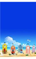 Beach Houses: 150 Lined Journal Pages / Diary / Notebook Featuring Row of Colorful Beach Houses at the Ocean on the Cover