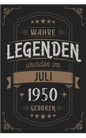 Wahre Legenden wurden im Juli 1950 geboren: Vintage Geburtstag Notizbuch - individuelles Geschenk für Notizen, Zeichnungen und Erinnerungen - liniert mit 100 Seiten