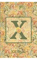 X Journal: Vintage Sunflower Journal Monogram Initial X Lined Notebook Decorated Interior