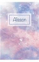 Alisson: First Name Personalized Notebook, College Ruled (Lined) Journal, Cute Pastel Notepad with Marble Pattern for Girls, Teens and Women