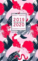 2019 - 2020 Weekly + Monthly Academic Planner July 2019 - June 2020: Abstract Pink + Navy Pattern: Calendar with Inspiring Quotes Agenda Organizer (8x10)