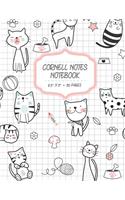 Cornell Notes Notebook: Cute Kitty Kawaii Cat Cornell Note Paper Notebook Nifty Large College Ruled Medium Lined Journal Note Note Taking System for Teens Kids Students Gir