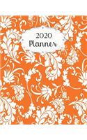 2020 Planner: Orange Daily, Weekly & Monthly Calendars January through December Floral Flowers #2