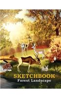 Sketchbook Forest Landscape: Blank pages with white paper for sketching, doodling and creative drawing book - 8.5" X 11" Customized Artist Sketchbook Notebook Journal - 110 page