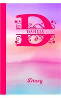 Dahlia Diary: Personalized First Name Personal Writing Journal - Cute Pink Purple Watercolor Cover - Daily Diaries for Journalists & Writers - Note Taking - Write