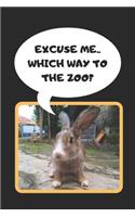 Excuse Me.. Which Way To The Zoo?: Rabbit Journal Notebook Lined Pages Perfect Novelty Gifts (6 x 9 inches)