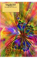 Composition Book Wide Ruled Paper 6 X 9, Vibrant Butterfly for Office Home Student Teacher