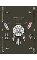 Boho style notebook by magic lover: Dreamcatcher on brown cover and Lined pages, Extra large (8.5 x 11) inches, 110 pages, White paper(3 Dreamcatcher on Brown Notebook)