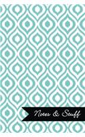 Notes & Stuff Lined Notebook With Caribbean Blue Ikat Pattern Cover