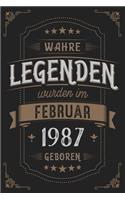 Wahre Legenden wurden im Februar 1987 geboren: Vintage Geburtstag Notizbuch - individuelles Geschenk für Notizen, Zeichnungen und Erinnerungen - liniert mit 100 Seiten