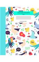 Wide Ruled Notebook Bird Composition Book: Cute Kawaii Bird Themed Lined Journal for Adults Teens Kids Students Back to School. 8" x 10" 120 Pages. Vol 2