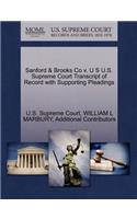 Sanford & Brooks Co V. U S U.S. Supreme Court Transcript of Record with Supporting Pleadings