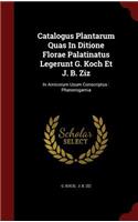 Catalogus Plantarum Quas in Ditione Florae Palatinatus Legerunt G. Koch Et J. B. Ziz: In Amicorum Usum Conscriptus: Phanerogamia