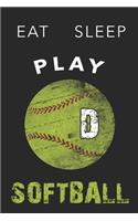 D Monogram Initial Softball Journal Eat Sleep Play Softball