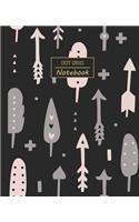 Dot Grid Notebook: Dotted Grid Notebook/Journal - Pastel Hand Drawn Feathers Arrows Tribal 100 Pages - 7.5" x 9.25" - Children Kids Girls Teens Women - Perfect For Sch