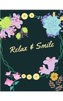 Relax & Smile: Flower, lined notbook, Composition Book, Journal 120 pages, 8.5x11"