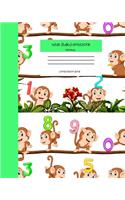 Wide Ruled Monkey Notebook Composition Book: Cute Workbook Journal for Kids. 8" x 10" 120 Pages. Learning Numbers Cover