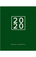 2020 Weekly & Monthly: Solid Green 2020 Planner