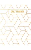 Daily Planner: Undated Daily Planner With Hourly Schedule, Goals, To Do List, Meal Tracker, Dotted Notes, Top Priorities Notebook Gift White Golden Pattern Design
