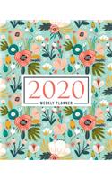 2020 Weekly Planner: Jan 1, 2020 to Dec 31, 2020: Monthly & Weekly View Planner & Organizer: Teal & Coral Pink Flowers: 978-1-7008-0326-9