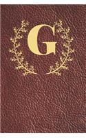 G: Executive Monogram Initial Journal (Vintage Leather Look Personalized Letter Notebooks)