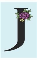 J: Floral Monogram, 6x9, 120-Pages, Lined Notebook