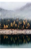 Golden Trees on Foggy Autumn Lake