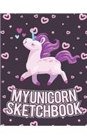 My Unicorn Sketchbook: Blank Unlined Doodle Book V37