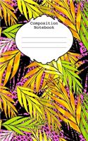 Composition Notebook: tropical jungle on leopard print, small notebook, wide ruled, 75 pages, 5" x 8"