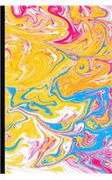 Krisp Lined Journal Notebook for Writing - 180 Classic Cream A5 Blank Pages: (1 Marble Yellow Pink and Blue Paint Art for Women, Men and Kid)