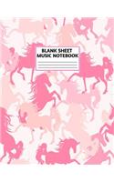 Blank Sheet Music Notebook: Cute Unicorn Matte Cover Design with 110 Pages White Paper Interior for Musician Students and Professionals Playing Piano, Ukelele, Mandolin and oth
