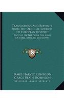 Translations And Reprints From The Original Sources Of European History