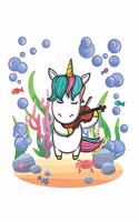 Underwater Violine Music Unicorn Notebook: Lined Paper Journal 6x9 - 120 Pages