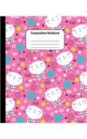 Composition Notebook: College Ruled Blank Lined Cute Notebooks for Girls Women Teens Kids School Writing Notes Journal (7.5 x 9.25 in): Cats with Pink Background for Cat 